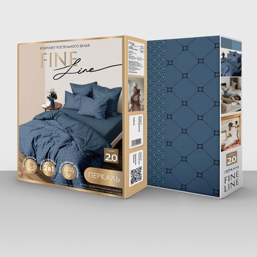 КПБ 2сп перкаль (нав 50*70) Fine Line <рис. 50118-2/50168-2 Полуночный сапфир Art>