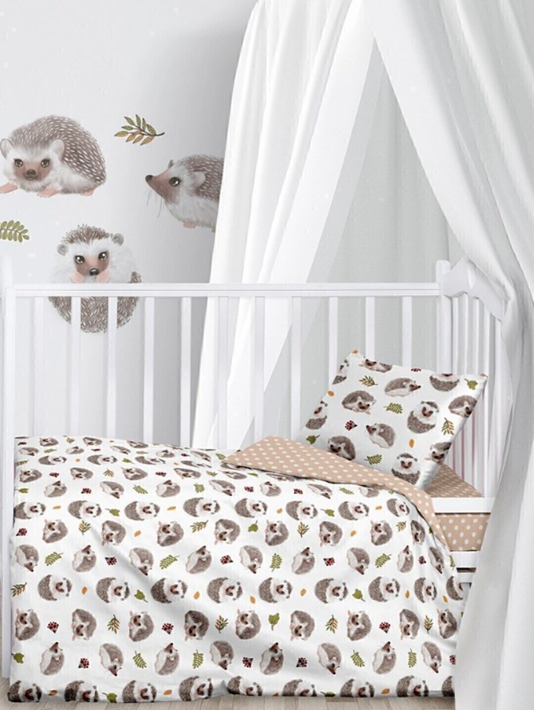 КПБ в детскую кроватку поплин Juno <720468 Hedgehogs>