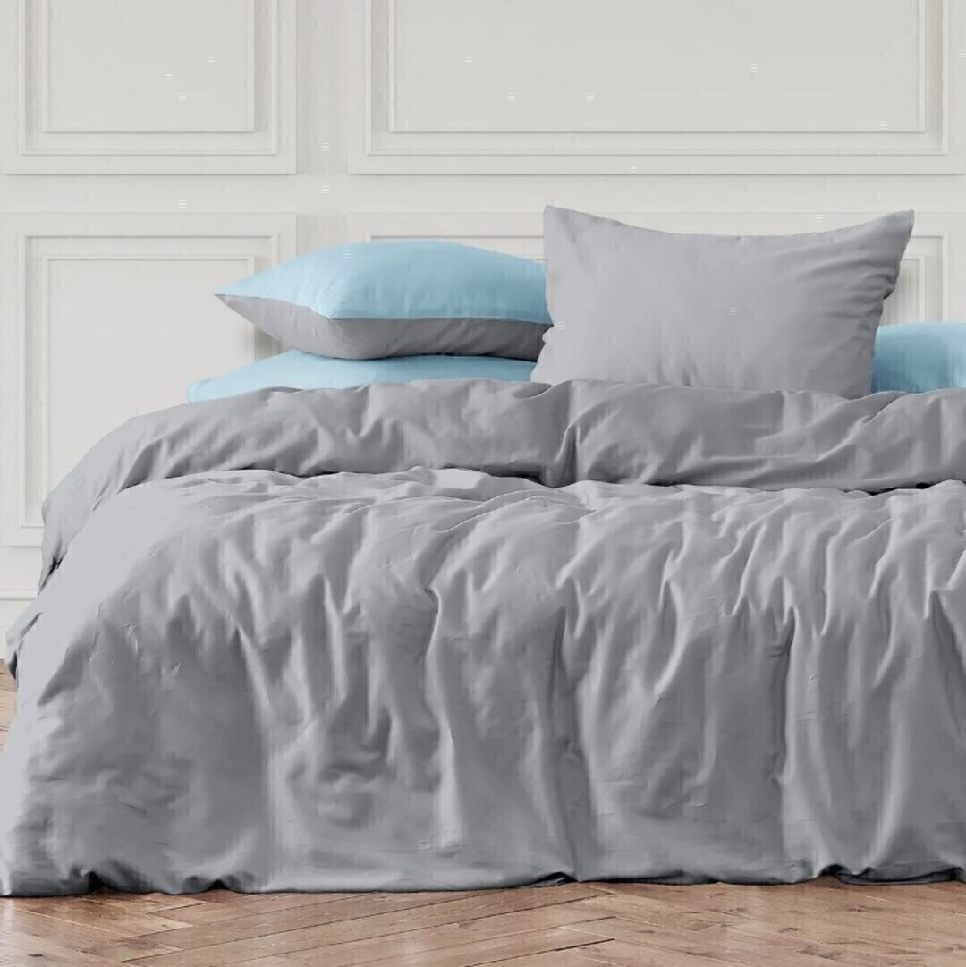 КПБ 2сп перкаль Унисон <86061-13/86018-6 Grigio  Unicolor>