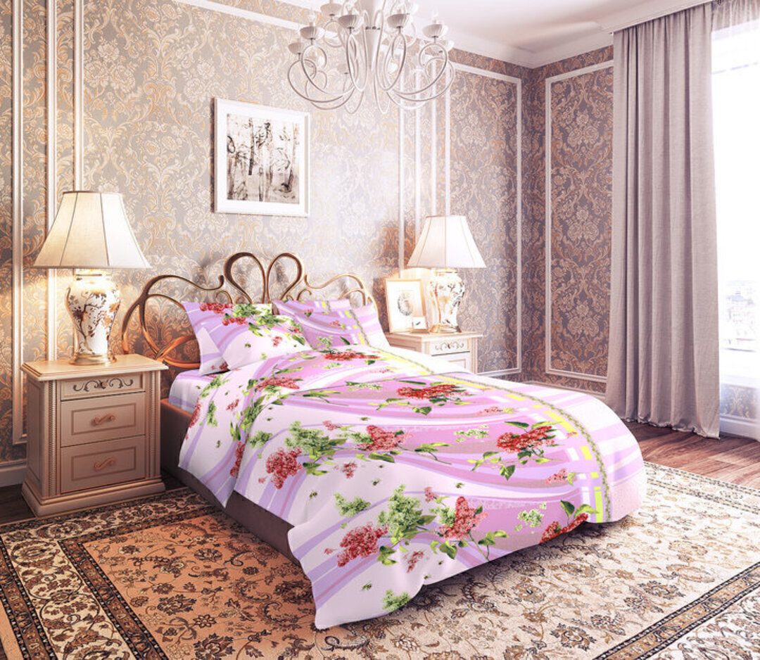 Простыня 1,5сп бязь 125 (150*210) Реноме <3675-2 Сирень> (арт.35/103)