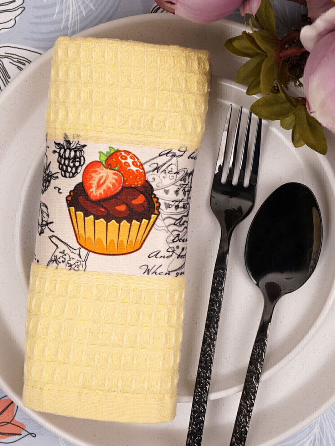 Полотенце вафельное Cake Сафия Хоум, 3013 желтый 