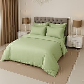 КПБ сатин однотонный Темно-синяя коллекция с простыней на резинке Реноме 