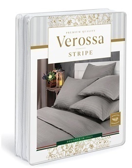 КПБ 1,5сп страйп-сатин (нав 50*70) Verossa Stripe <70010 Мокко>