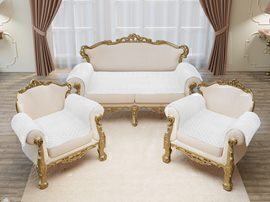 Набор для мебели Грета Люкс (накидки - диван 90*210-1шт+ кресло 90*160-2шт) Марианна<02 слоновая кость>