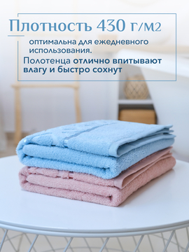 Набор полотенец махровых Ирбис из 2шт (70*140+70*140) Реноме, 14-1508 пудра/14-4508 голубой <25/020,  2 шт, 70*140, 14-1508 пудра/14-4508 голубой>