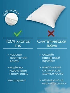 Подушка Облако заменитель лебяжьего пуха в тике Реноме